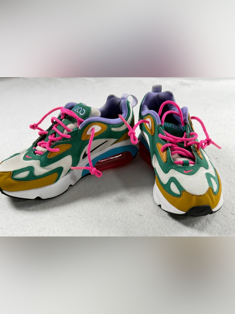 Nike Air Max 200 Mystic Green White Gold Pink Sneakers Women’s 7.5 - Picture 8 of 9